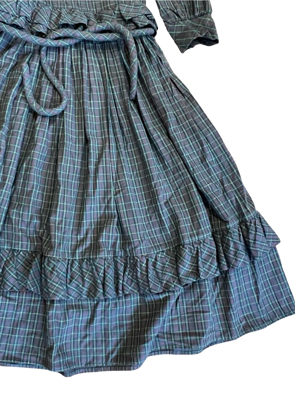 Barboglio Cristina Jan Vintage 80s S Plaid Prairie Dress Ruffle Cotton Flannel - Picture 9 of 16
